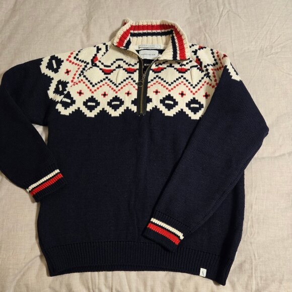 Peregrine men's XXL NWOT wool sweater 1/3 zip Nordic double ply - Picture 1 of 5